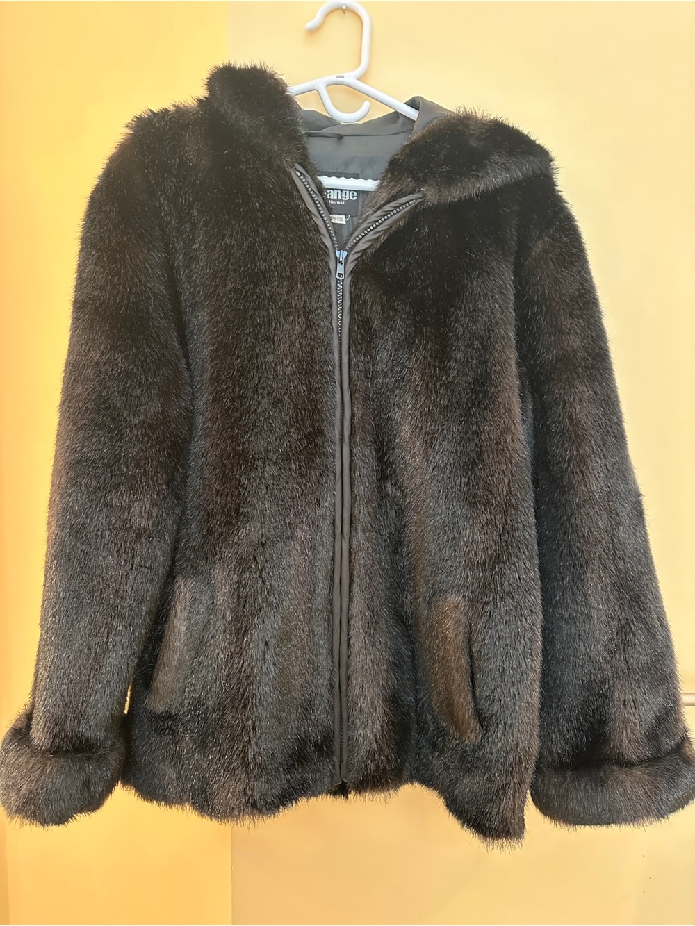 Faux Fur Hooded Jacket - Black